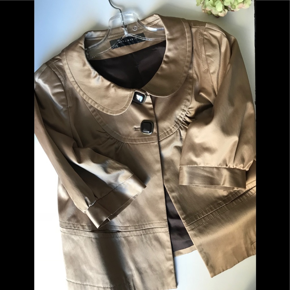 ZARA GOLD SATIN CROPPED JACKET